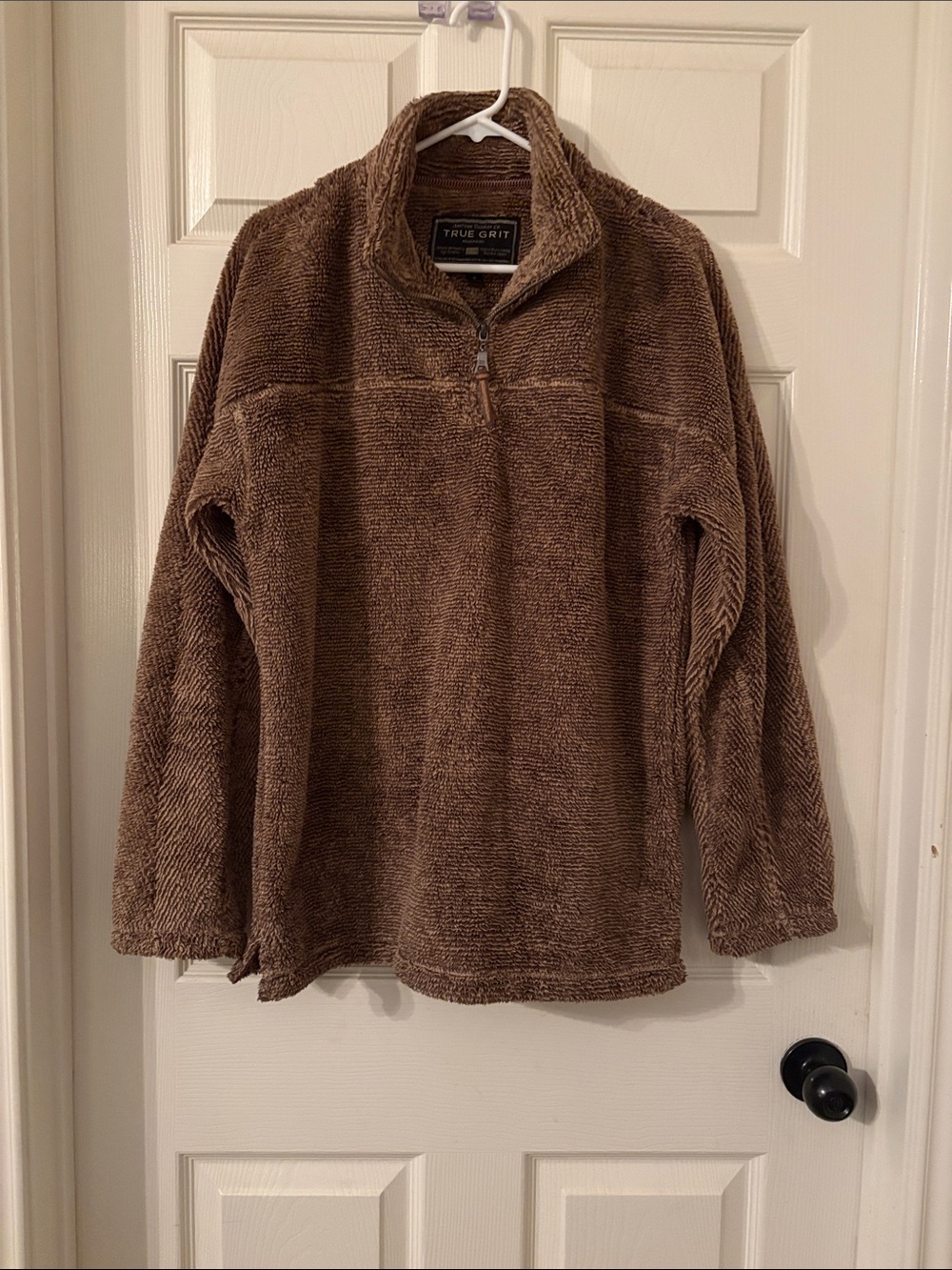 True Grit Men's Brown Zip-Up Fleece Pullover. Size M.